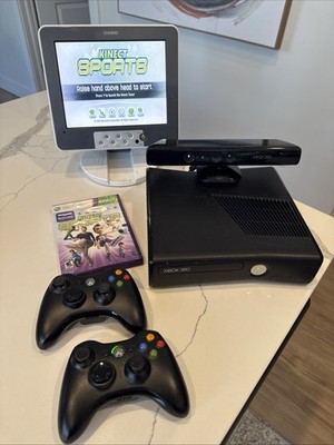 Microsoft Xbox 360 Console Black 1439/Cords/Controllers/Kinect/Game. Works,READ