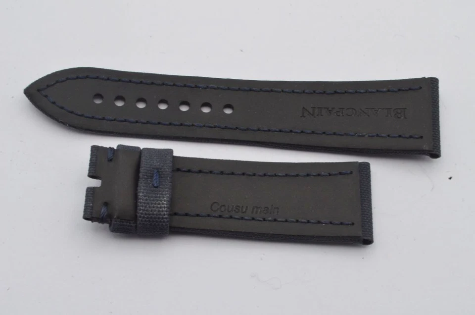 Pulseira de couro Blancpain 23 mm para fivela 20 mm azul - Imagem 2 de 2