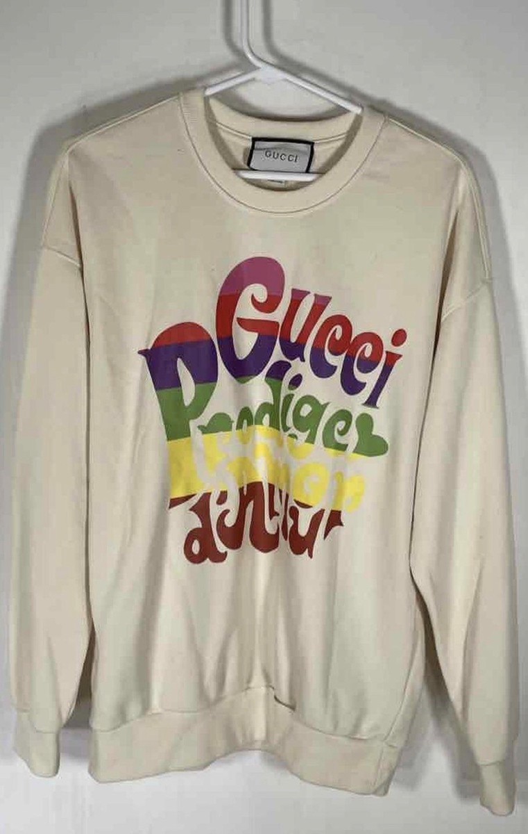 Gucci Prodige D'Amour Off-White Logo Unisex Sweatshirt Sz L | eBay