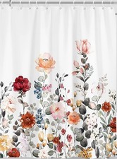 NEW Wildflowers Washable Polyester Shower Curtain w/Reinforce Grommet Ring Holes