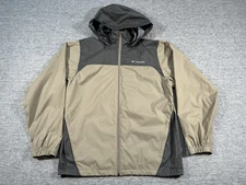 Columbia Rain Shell Windbreaker Jacket Mens Medium Tan Grey Zip-Up Omni-Shield