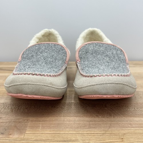 Sorel Tremblant Womens 10 Gray Pink Moccasin Slippers Faux Fur Sherpa Suede - Picture 4 of 16