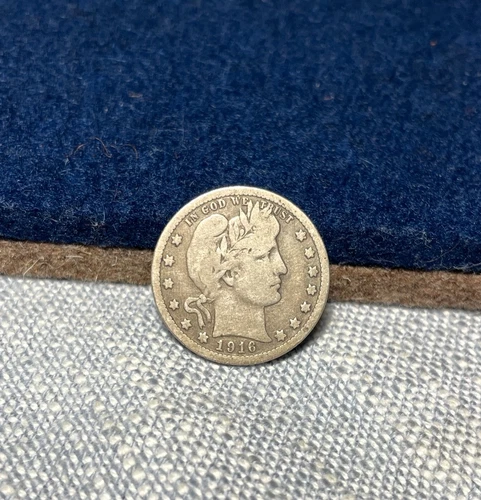 (#101983) Barber Quarter: 1916 D.   VG+