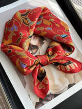 100 Silk Mulberry Scarf Bandana Square 53X53cm Red branch print Women Wrap new