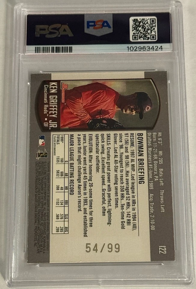 2000 Bowman Gold Ken Griffey Jr. /99 PSA 8 NM-MT - Image 2 of 2