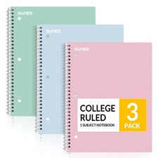 Spiral Notebooks, 3 Pack, 1-Subject, College Ruled Paper, 8" x 10-1/2", 70 Sh...