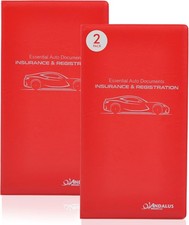 Auto Registration  Insurance Card Holder Pack of 2, Waterproof Ess Color: Red