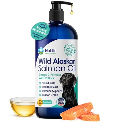 Pure Wild Alaskan Salmon Oil for Dogs - Omega 3 Formula - Dog 32 oz, Natural