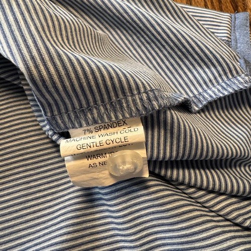 Johnnie O Polo Shirt Mens Medium Blue Striped Performance UPF 50 Nags Head Golf - Picture 6 of 6