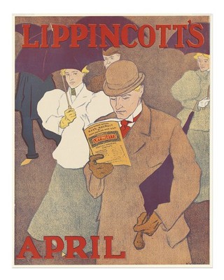 Vintage Lippincott's April Wandkunst Druck Urbane Szene Wandkunst