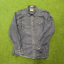 Wrangler denim pearl snap button up shirt dark denim button up western shirt