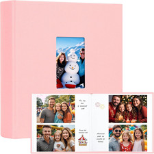 4x6 Photo Album, Holds 240 Photos, Writing Space, Linen Cover, Pink