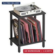 Record Player Stand Vinyl Record Storage 2 Tier Holds 100 Albums Turntable Table