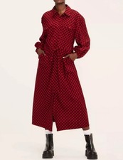 Woolrich x Target Buffalo Check Long Sleeve Utility Midi Shirt Dress L Pockets