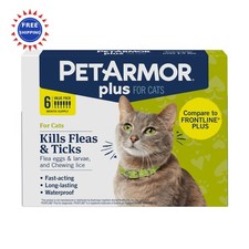 Flea and Tick Prevention for Cats 6 Doses Waterproof PetArmor Plus Treatment