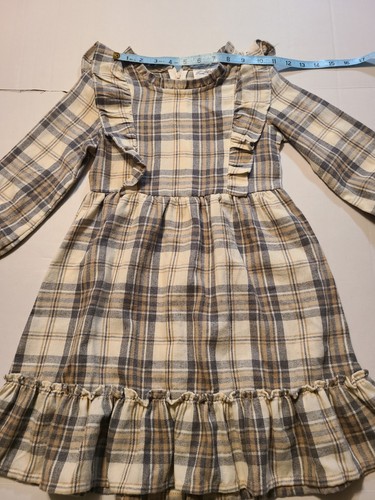 Rare Edition Plaid Ruffle Girls Dress NWT Comfy Casual Taupe Size 6X - Picture 5 of 10
