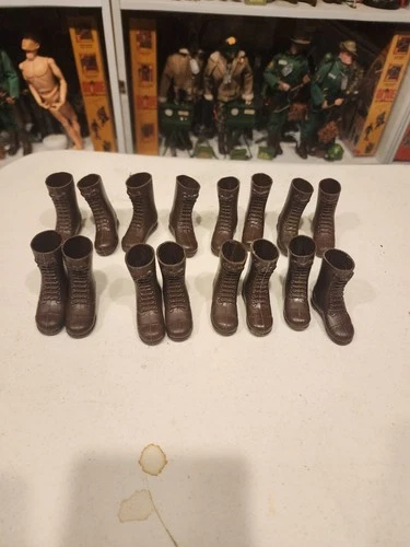 Vintage 1964 Hasbro GI Joe Action Soldier Lot Of Tall Brown Boots 8 Pair Total