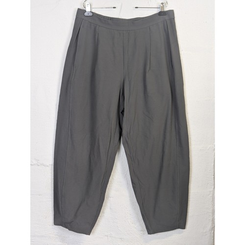 Eileen Fisher Barrel Pants Womens Large Grey Trousers Cropped Lantern Coastal