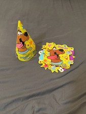 Vintage 1998 Hanna Barbara Scooby-Doo Happy Birthday Banner  14 Party Hats Set