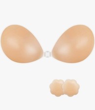 NONIO Strapless Adhesive Bra Nude DD Cup Reusable Washable Backless NIB