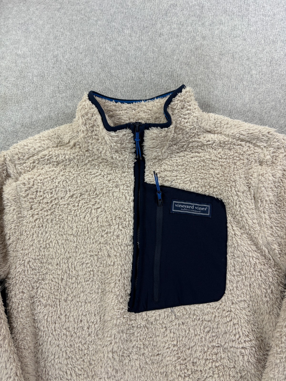 Vineyard Vines Sherpa Fleece 1/4 Zip Pullover (Women's Medium) Off White thumbnail 2