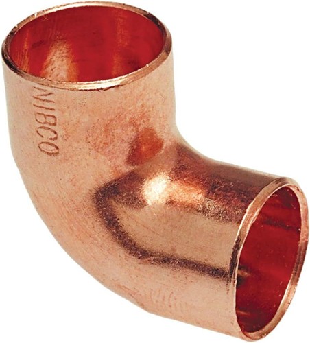 1/2 in. Copper 90 Degree Elbow, Cup x Cup, Solder
