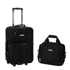 Expandable Black Softside Luggage Set - 2-Piece Upright Travel Bags