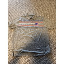 Captivating Boise State Broncos Mens Large Polo Shirt Gray Striped NCAA Golf L