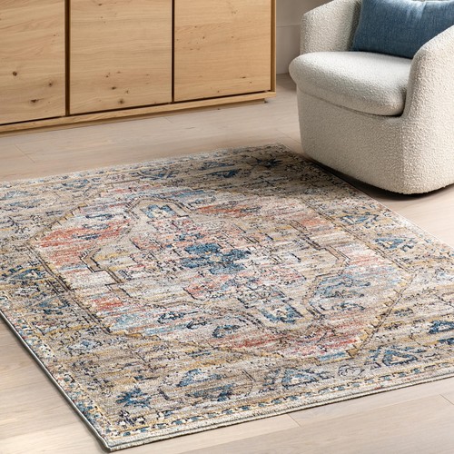nuLOOM Marley Medallion 2x6 Runner Rug, Blue/Beige - Picture 8 of 9