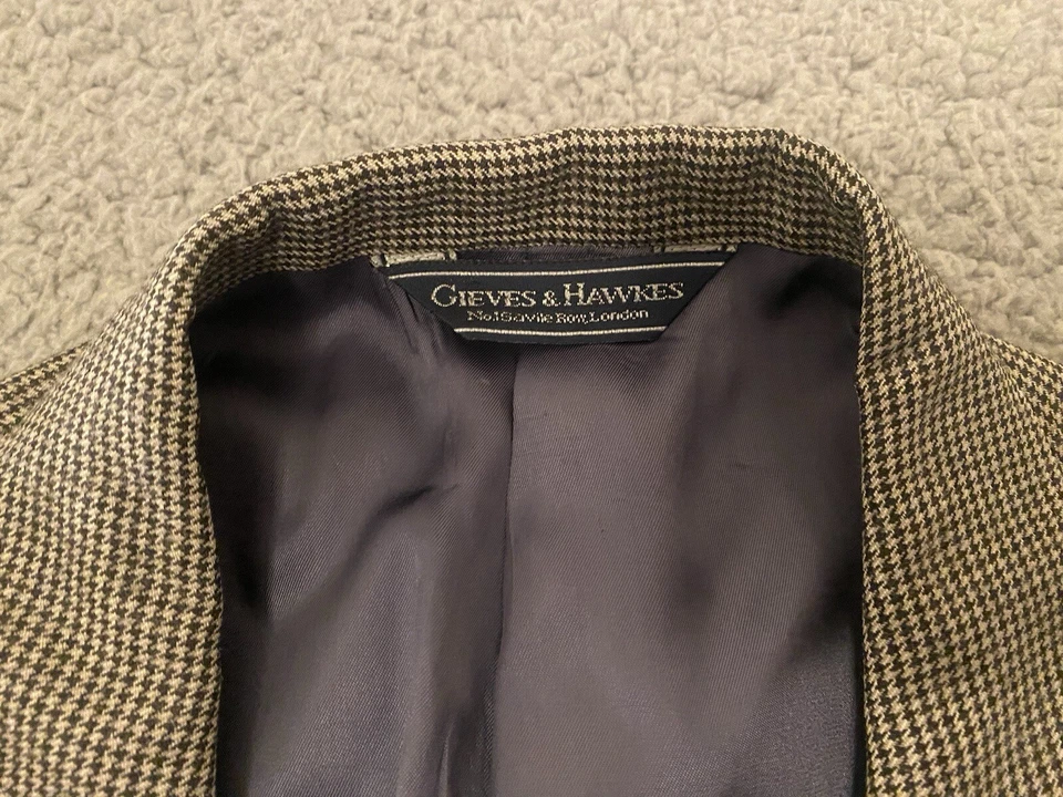 Gieves & Hawkes 100% 羊毛夹克 44R 男式灰色灰色西装外套 Saviile Row London! — 第 2/4 张图片