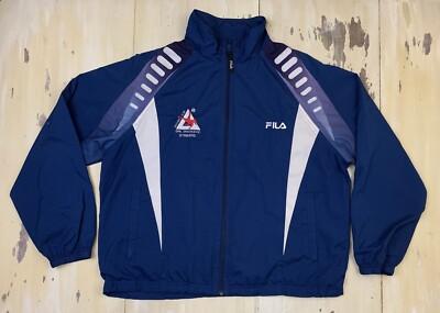 FILA - EMIL DRAGICEVIC STRIKERS Vtg Blue Soccer Windbreaker Jacket