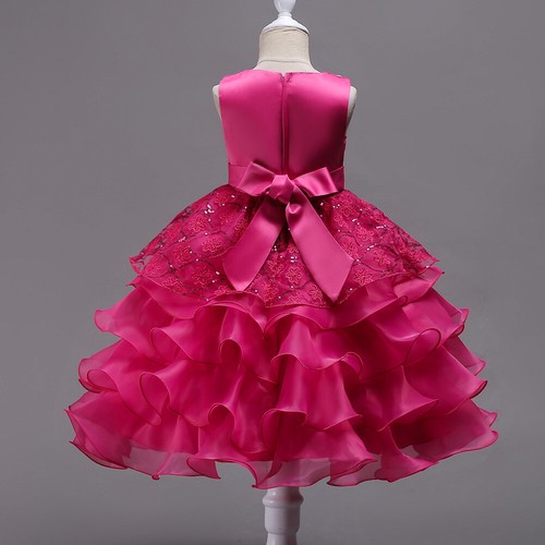Kids Girls Bridesmaid Layered Dress Ruffle Formal Wedding Ball Gown Tutu Dresses - Picture 26 of 26