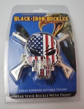 Patriotic Collector Series Sniper Skull W/BottleOpener Enamel Metal Belt Buckle
