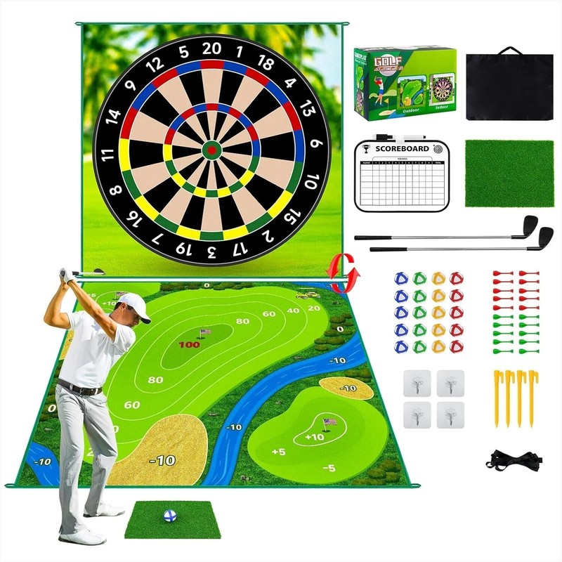 70"x70"Double-Sided Golf Chipping Game Mat-Golf Practice Kit Family Fun&Training