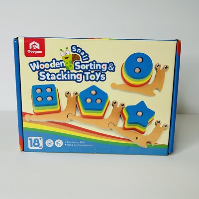 Coogam Wooden Sorting Stacking Snail  Toys 18+ Months Hand Eye Skills Size Shape
