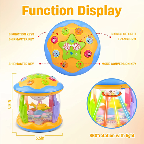 Vanmor Baby Musical Toy w/ Lights – Ocean Projector for Toddlers 1-3, Gift - Picture 5 of 14