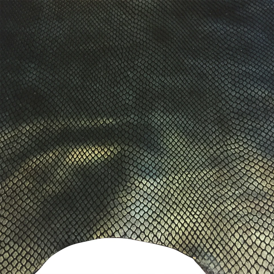 Green Leather Hide Snakeskin Embossed Thin Crafter Bookbinding Fabric Upholstery - Image 4 of 4