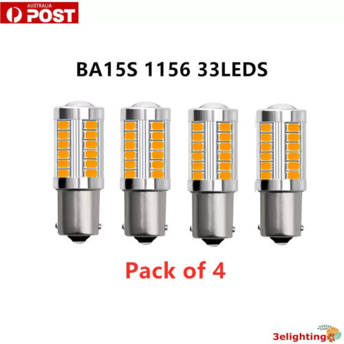 4X BA15S 1156 P21W 33LEDS 5730 LED TURN SIGNAL INDICATOR CANBUS BULB GLOBE AMBER