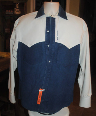 Cadillac Ranch ''GETCHA SUM'' men's western-style shirt, TWO TONE denim, SIZE?