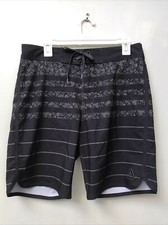 Prana board shorts swim trunks black gray wave striped men  s size 32