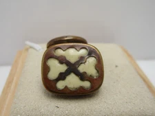 Antique White Enamel Crossed Design  Single Flip Lever Cufflink Stud Button