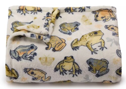 Frogs Beige Soft Plush Throw Blanket 5' x 6 ft - The Big One - New