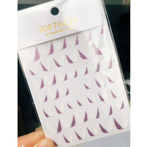 Selbstklebende Maniküre-Dekorationsaufkleber Bunte 3D-Pailletten French Tips < - Bild 19 von 20