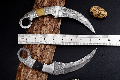 Beautiful handmade Damascus karambit knife handle made of and buffalo horn(Pair) - Picture 5 of 6