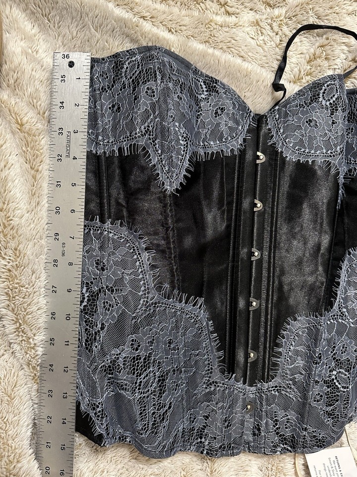 Adore Me Corset Black Gray Lace Size 3XL Longerie Lace