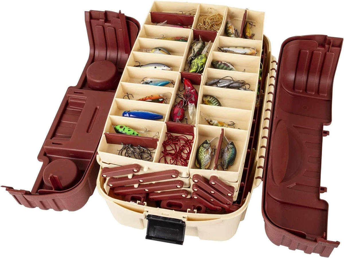 Large Fishing Tackle Box 7 Tray Travel Holder Handle-Locking Assorted Color