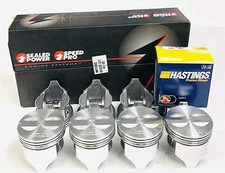 SEALED POWER Cast Flat Top Pistons Set/8+MOLY Rings for Chevy SB 327 .060 bore