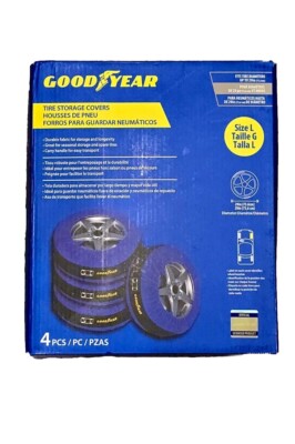 Official Goodyear 29'' 73.6cm Tire Storage Covers 4 Piece Set Adjustable Buckle