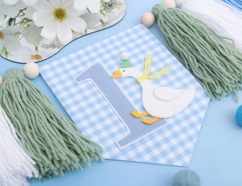 Баннер на высокий стул с тематикой гуся для мальчиков - украшение на 1-й день рождения - Изображение 3 из 4