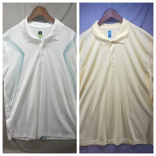 2! PGA Tour Pro Series Golf Polo Shirts White & Yellow Men’s Size 2XL - Sports